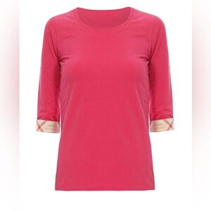 Burberry Crewneck Three Quarter Cuff Sleeve Tee